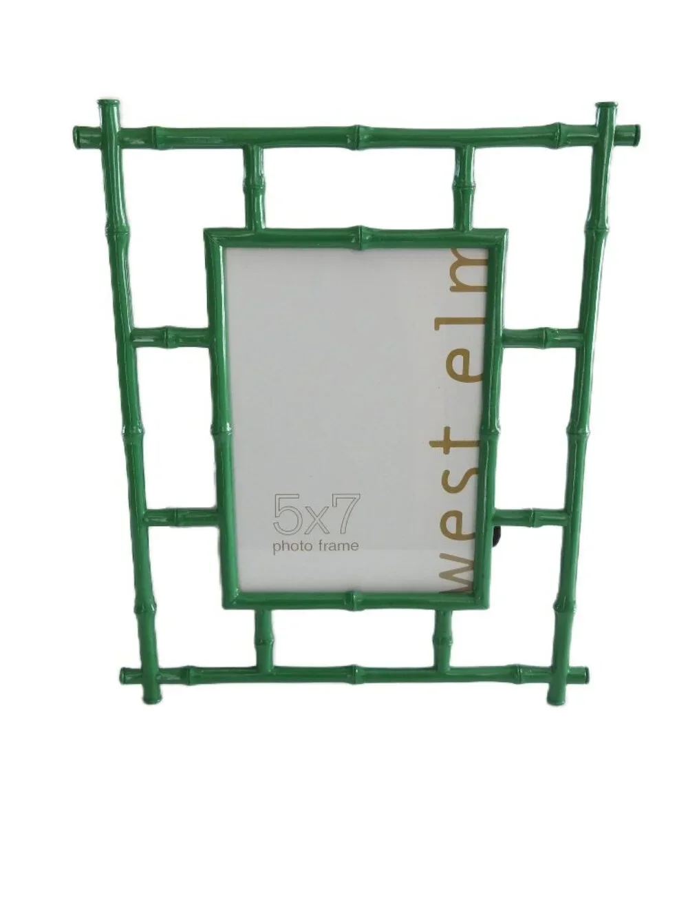 West Elm Emerald Green Faux Bamboo 5x7 Picture Frame Biophilic